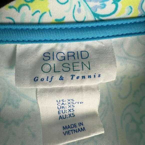 Sigrid Olsen Golf & Tennis Full Zip Jacket Blue Paisley Gold Size XS - Picture 4 of 5